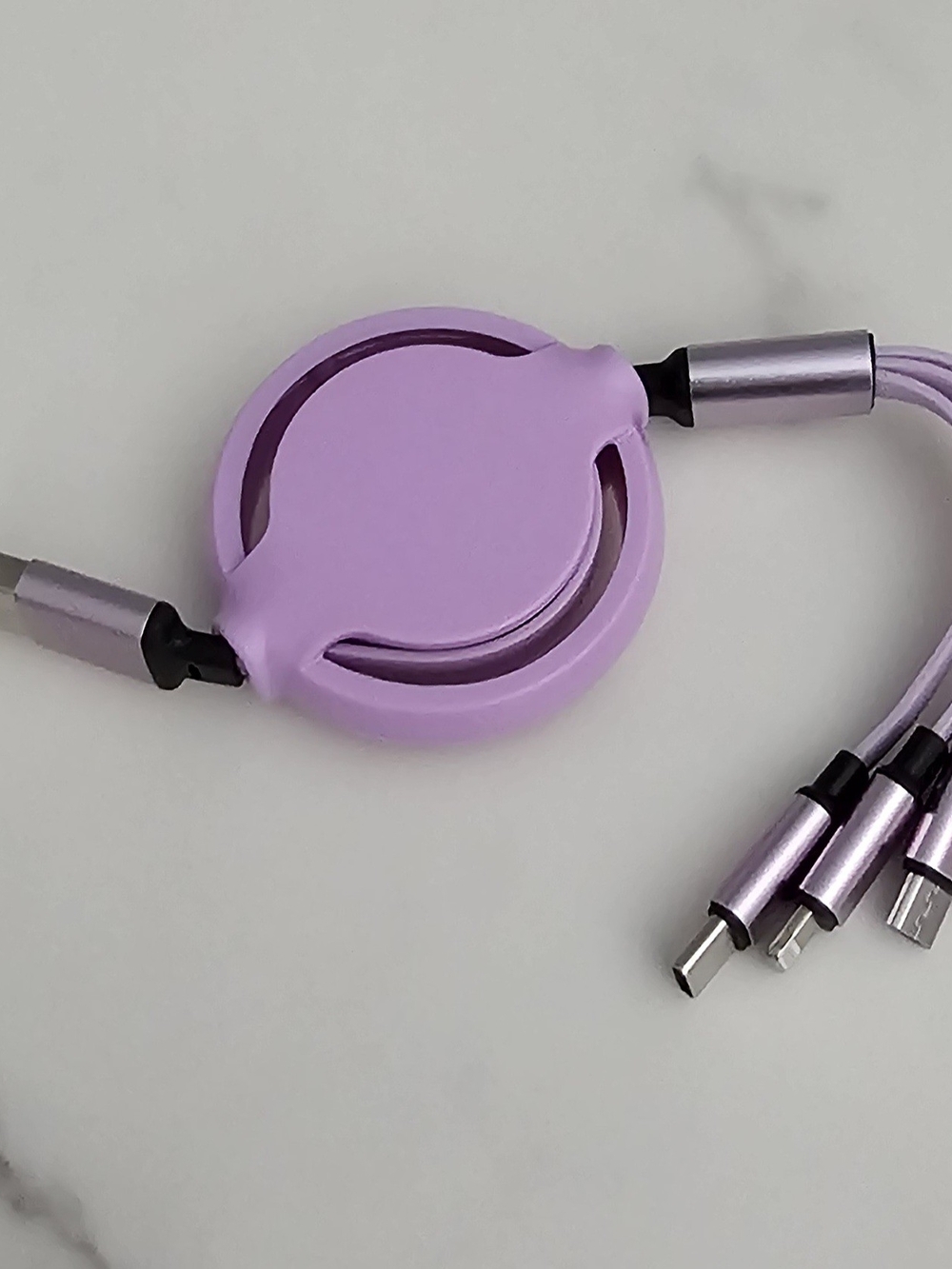 Purple 3-in-1 Retractable Charging Cable